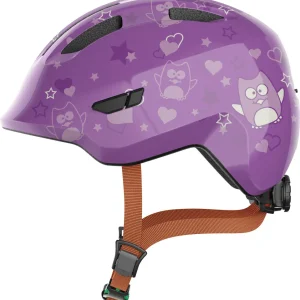 Abus Smiley 3.0 SE purple star - grønt spænde - børne cykelhjelm